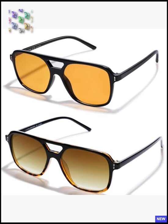 Retro Square Aviator Sunglasses Vintage 70s Unisex UV400 Protection Funky main image 5